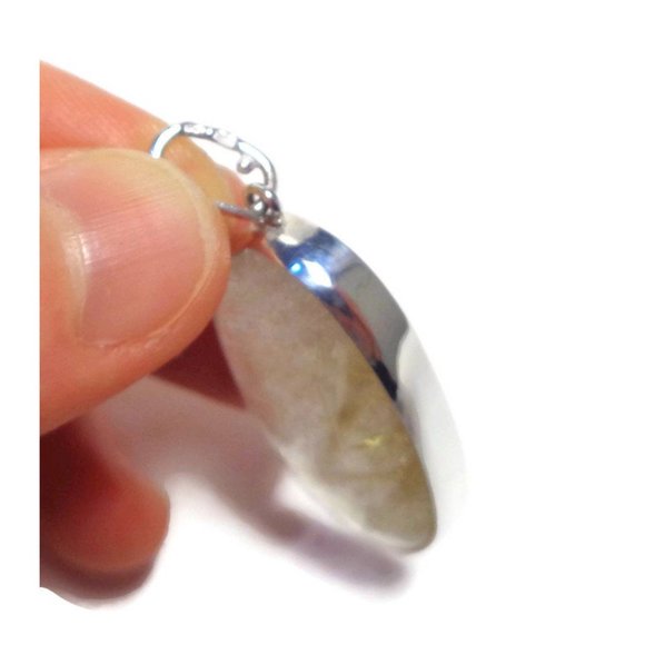Golden Rutilated Quartz 925 Silver Pendant, Natural HIGH Quality Rutile Quartz - Picture 5 of 6